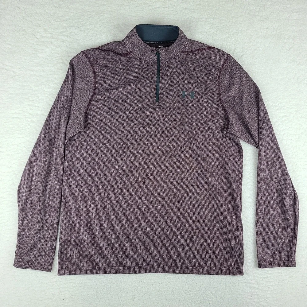 Under Armour Sweater Men Medium Purple Threadborne Loose Heatgear Performance